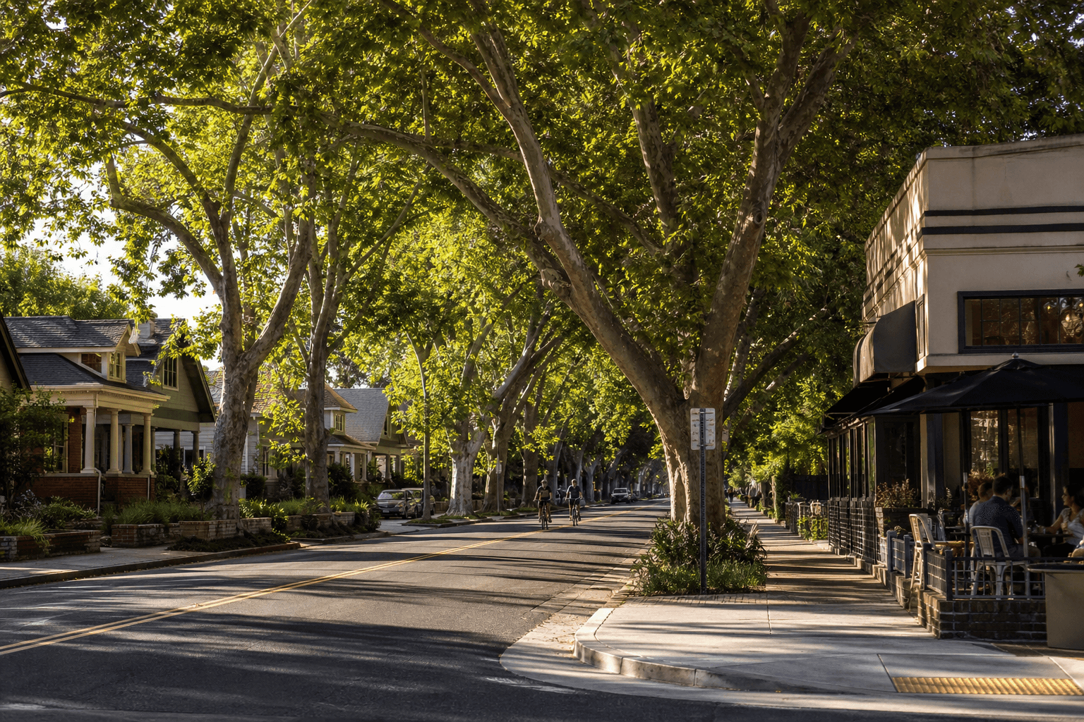 A tree-lined Greater Sacramento neighborhood